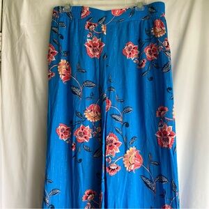 Loft Beach Floral Wide-Leg Pants in Blue and Red